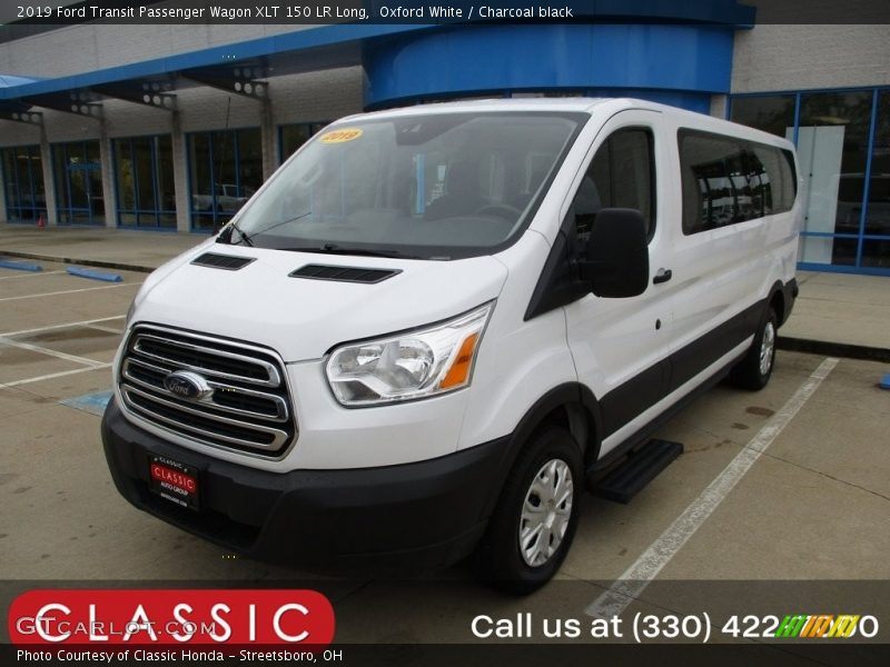 Oxford White / Charcoal black 2019 Ford Transit Passenger Wagon XLT 150 LR Long