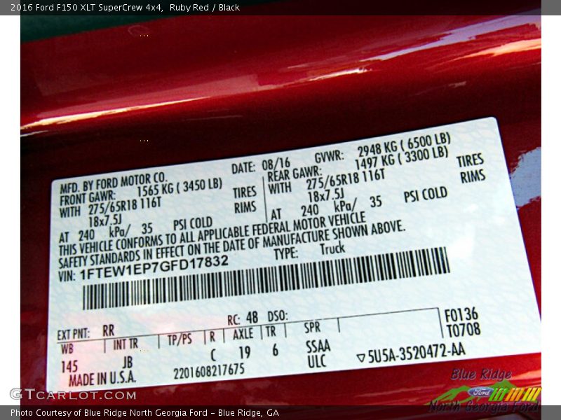 Ruby Red / Black 2016 Ford F150 XLT SuperCrew 4x4