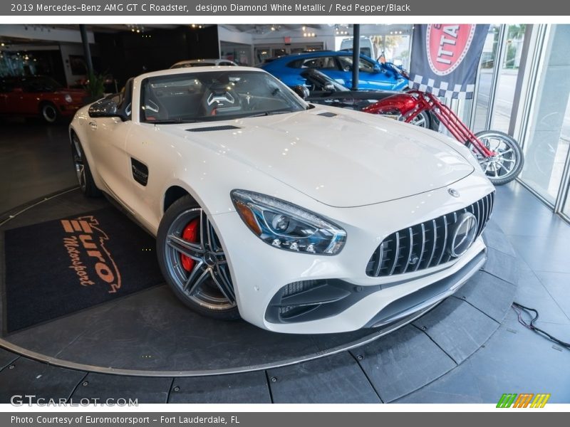 designo Diamond White Metallic / Red Pepper/Black 2019 Mercedes-Benz AMG GT C Roadster