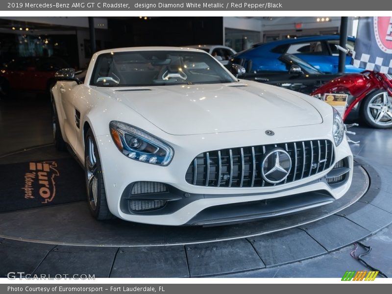designo Diamond White Metallic / Red Pepper/Black 2019 Mercedes-Benz AMG GT C Roadster