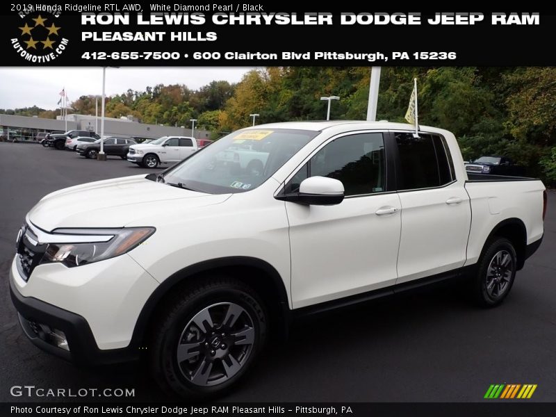 White Diamond Pearl / Black 2019 Honda Ridgeline RTL AWD