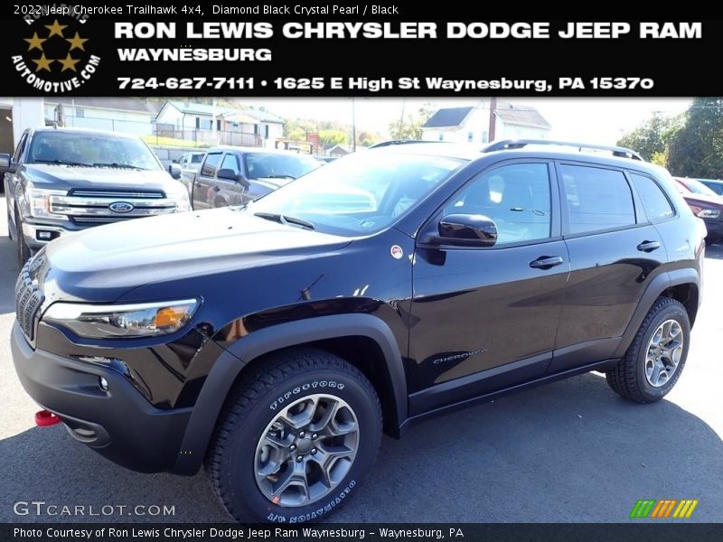 Diamond Black Crystal Pearl / Black 2022 Jeep Cherokee Trailhawk 4x4