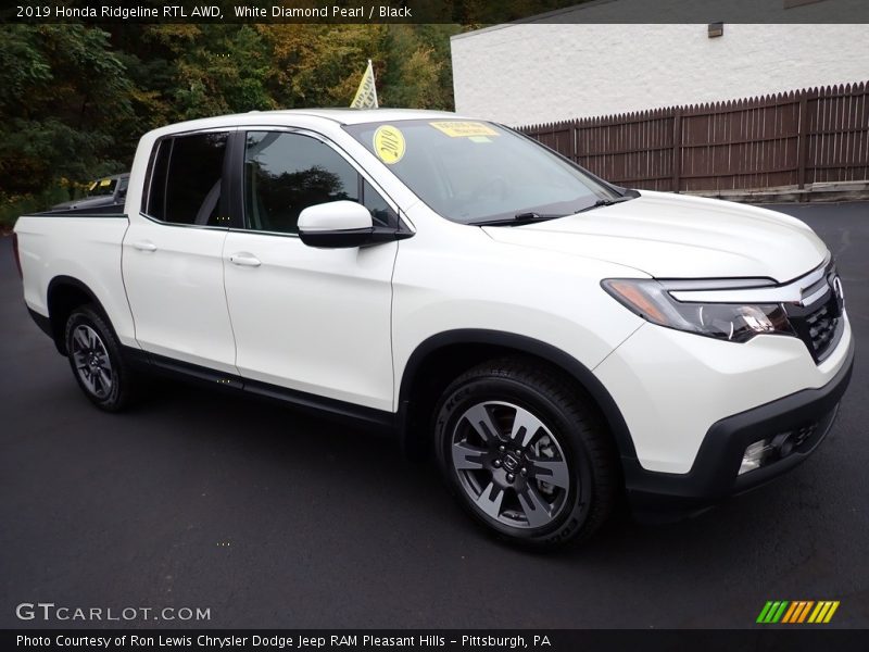 White Diamond Pearl / Black 2019 Honda Ridgeline RTL AWD