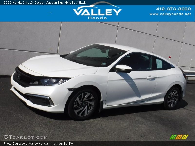 Aegean Blue Metallic / Black 2020 Honda Civic LX Coupe