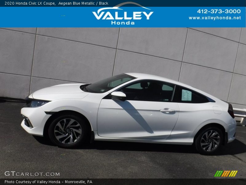 Aegean Blue Metallic / Black 2020 Honda Civic LX Coupe