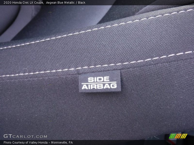 Aegean Blue Metallic / Black 2020 Honda Civic LX Coupe