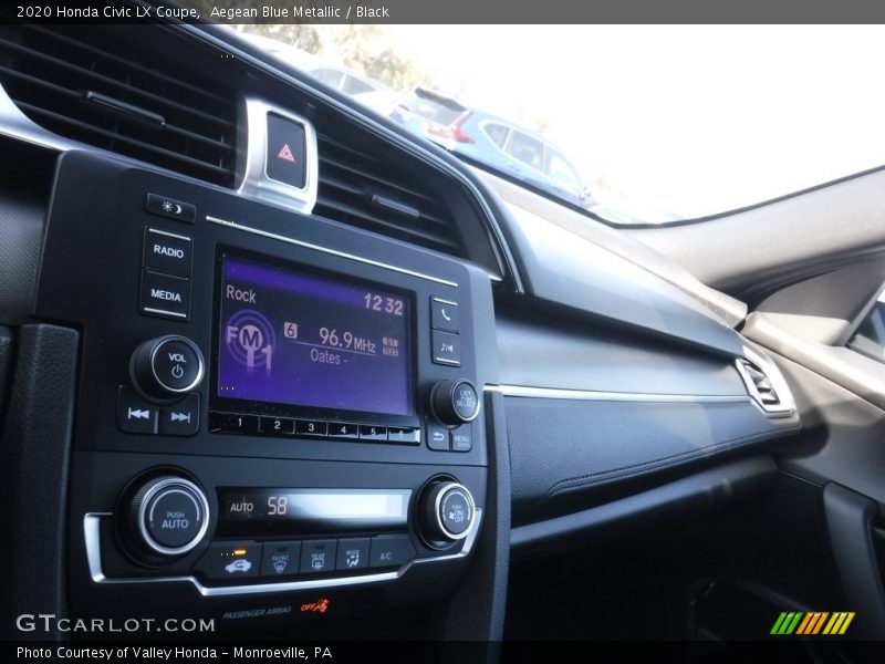 Aegean Blue Metallic / Black 2020 Honda Civic LX Coupe