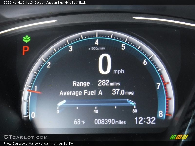 Aegean Blue Metallic / Black 2020 Honda Civic LX Coupe