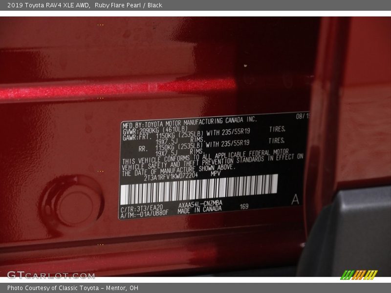 Ruby Flare Pearl / Black 2019 Toyota RAV4 XLE AWD