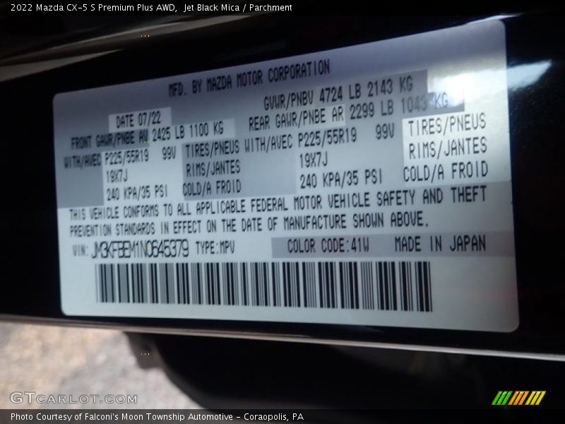 Jet Black Mica / Parchment 2022 Mazda CX-5 S Premium Plus AWD