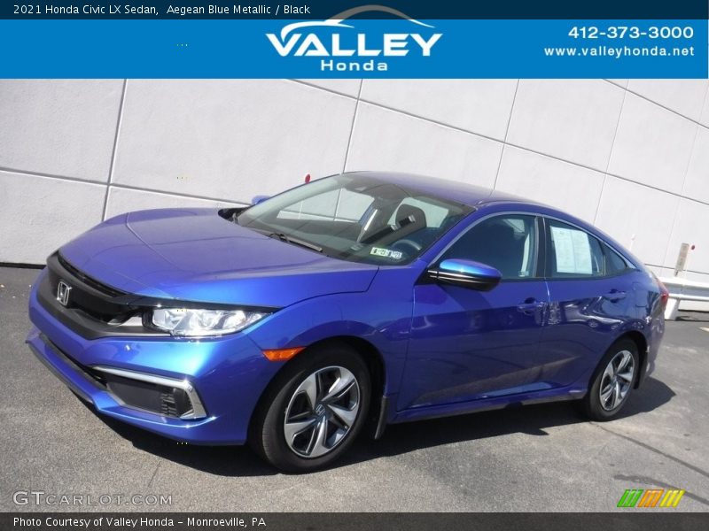 Aegean Blue Metallic / Black 2021 Honda Civic LX Sedan