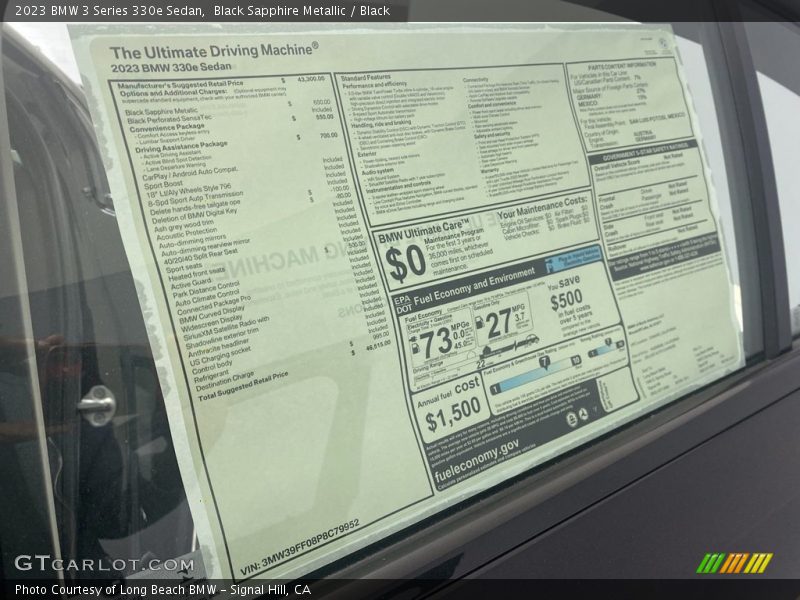 Black Sapphire Metallic / Black 2023 BMW 3 Series 330e Sedan