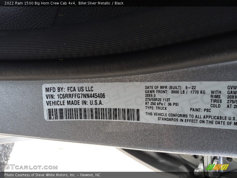 Billet Silver Metallic / Black 2022 Ram 1500 Big Horn Crew Cab 4x4