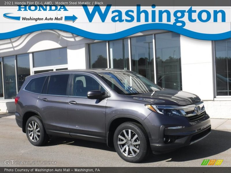 Modern Steel Metallic / Black 2021 Honda Pilot EX-L AWD