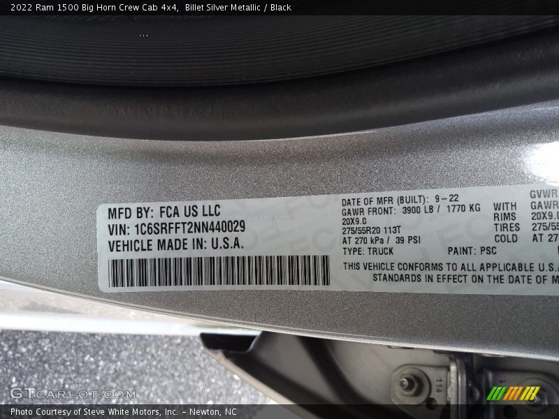 Billet Silver Metallic / Black 2022 Ram 1500 Big Horn Crew Cab 4x4