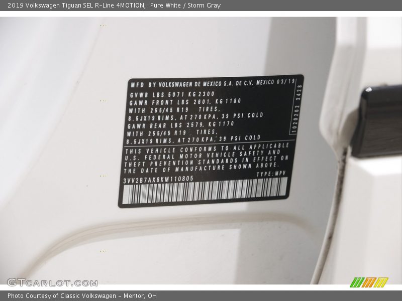 Pure White / Storm Gray 2019 Volkswagen Tiguan SEL R-Line 4MOTION