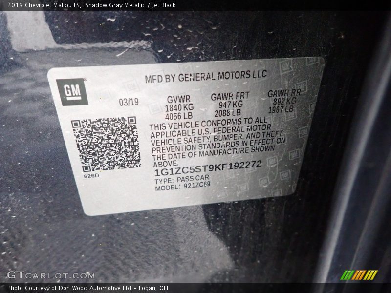 Shadow Gray Metallic / Jet Black 2019 Chevrolet Malibu LS