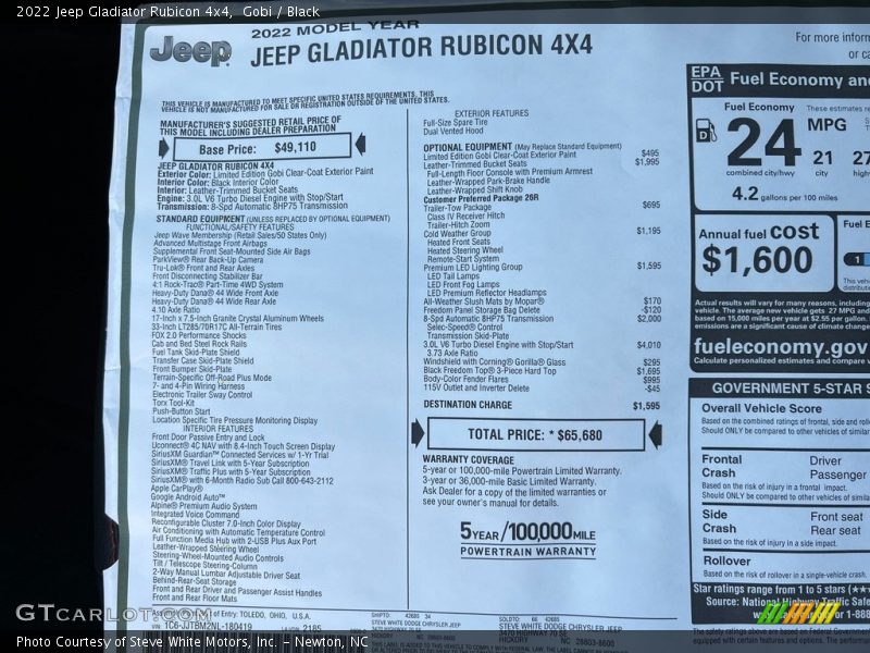 Gobi / Black 2022 Jeep Gladiator Rubicon 4x4