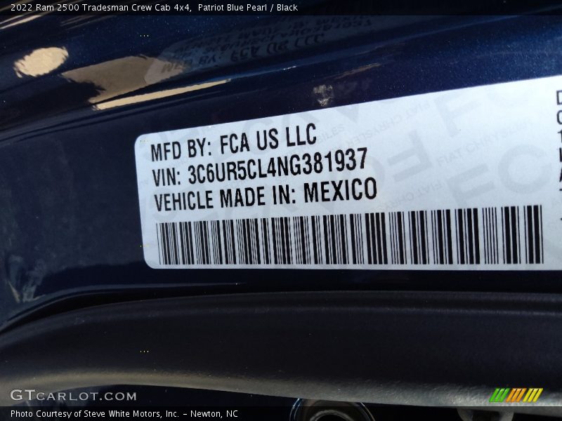 Patriot Blue Pearl / Black 2022 Ram 2500 Tradesman Crew Cab 4x4