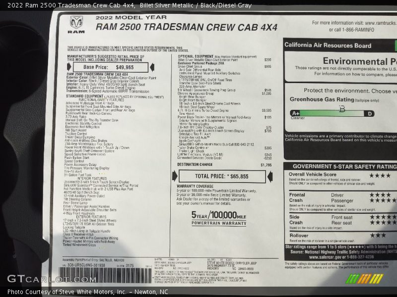 Billet Silver Metallic / Black/Diesel Gray 2022 Ram 2500 Tradesman Crew Cab 4x4