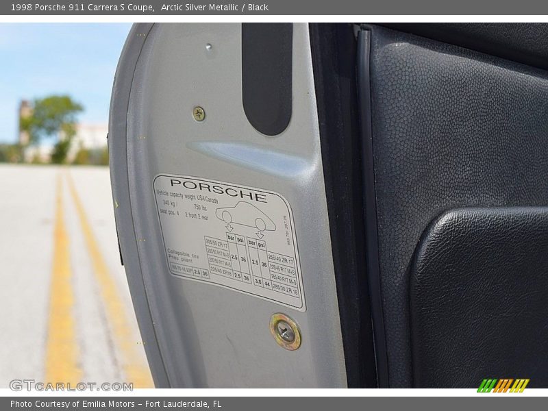 Info Tag of 1998 911 Carrera S Coupe
