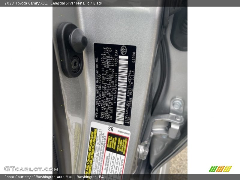 Celestial Silver Metallic / Black 2023 Toyota Camry XSE