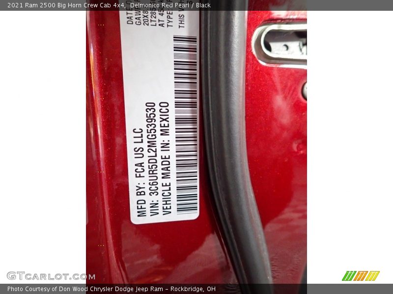 Delmonico Red Pearl / Black 2021 Ram 2500 Big Horn Crew Cab 4x4