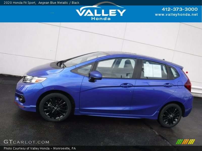 Aegean Blue Metallic / Black 2020 Honda Fit Sport