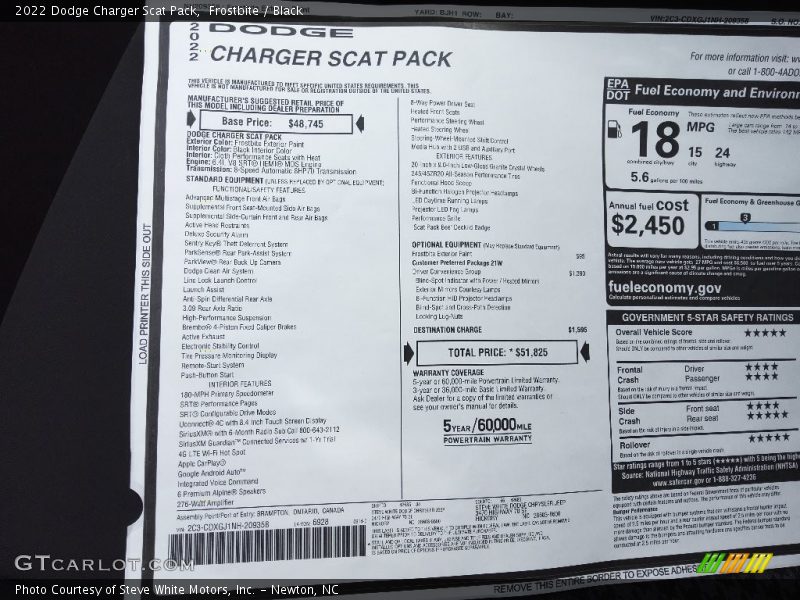 Frostbite / Black 2022 Dodge Charger Scat Pack