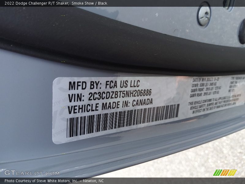 Smoke Show / Black 2022 Dodge Challenger R/T Shaker