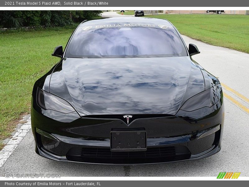 Solid Black / Black/White 2021 Tesla Model S Plaid AWD