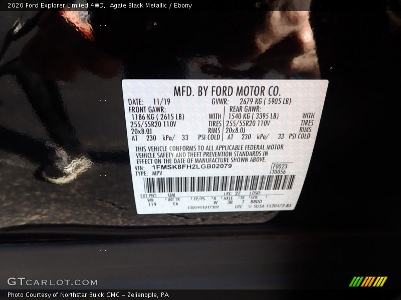Agate Black Metallic / Ebony 2020 Ford Explorer Limited 4WD