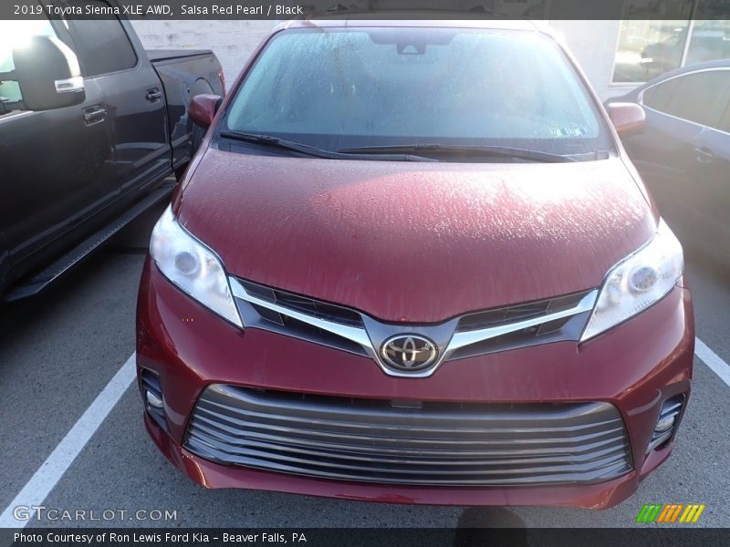 Salsa Red Pearl / Black 2019 Toyota Sienna XLE AWD