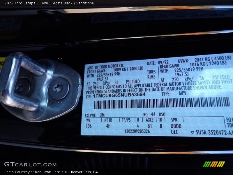 Agate Black / Sandstone 2022 Ford Escape SE 4WD
