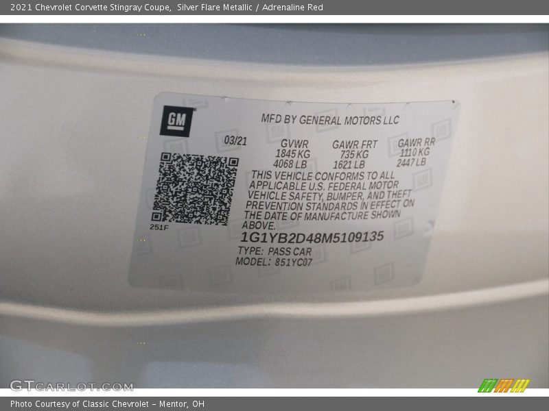 Silver Flare Metallic / Adrenaline Red 2021 Chevrolet Corvette Stingray Coupe