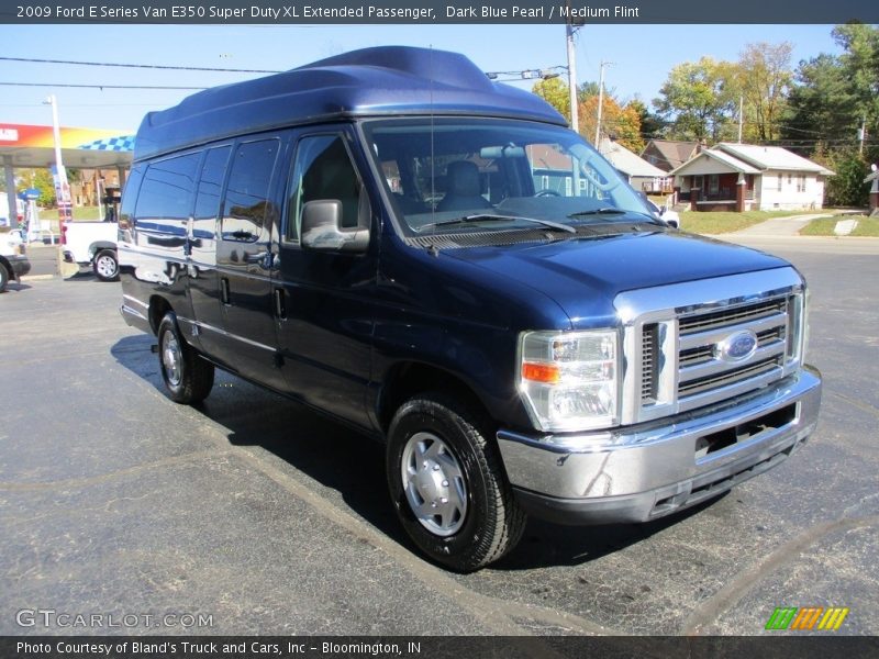 Dark Blue Pearl / Medium Flint 2009 Ford E Series Van E350 Super Duty XL Extended Passenger