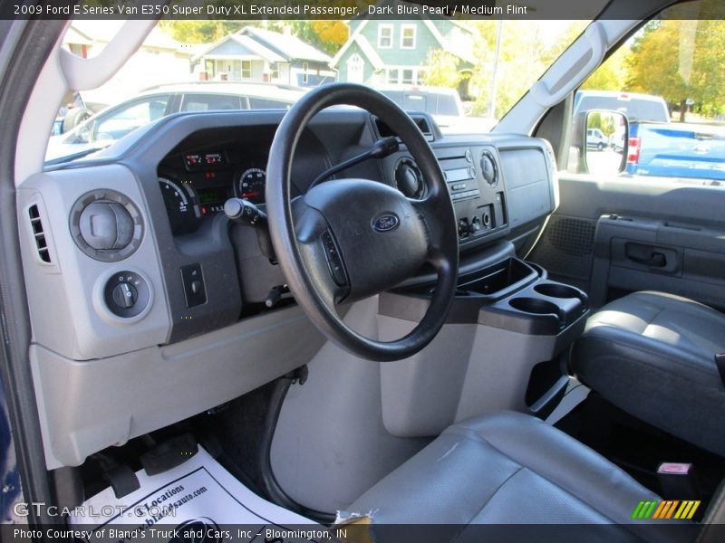 Dark Blue Pearl / Medium Flint 2009 Ford E Series Van E350 Super Duty XL Extended Passenger