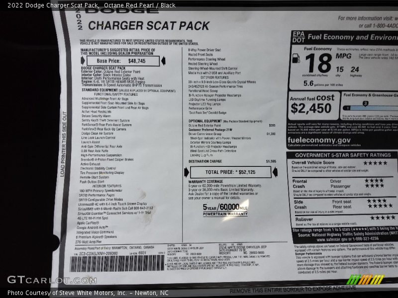 Octane Red Pearl / Black 2022 Dodge Charger Scat Pack