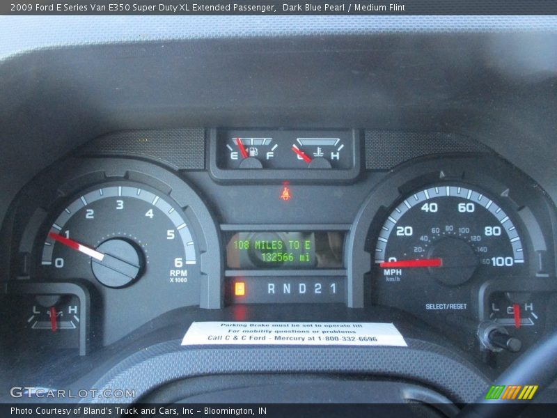 Dark Blue Pearl / Medium Flint 2009 Ford E Series Van E350 Super Duty XL Extended Passenger
