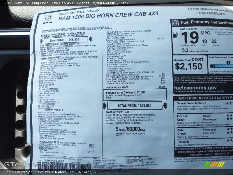 Granite Crystal Metallic / Black 2022 Ram 1500 Big Horn Crew Cab 4x4