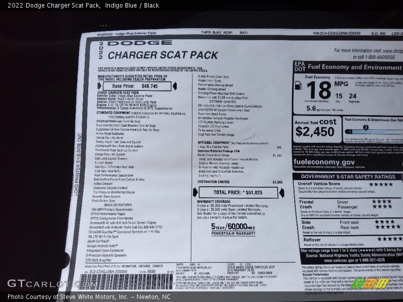 Indigo Blue / Black 2022 Dodge Charger Scat Pack