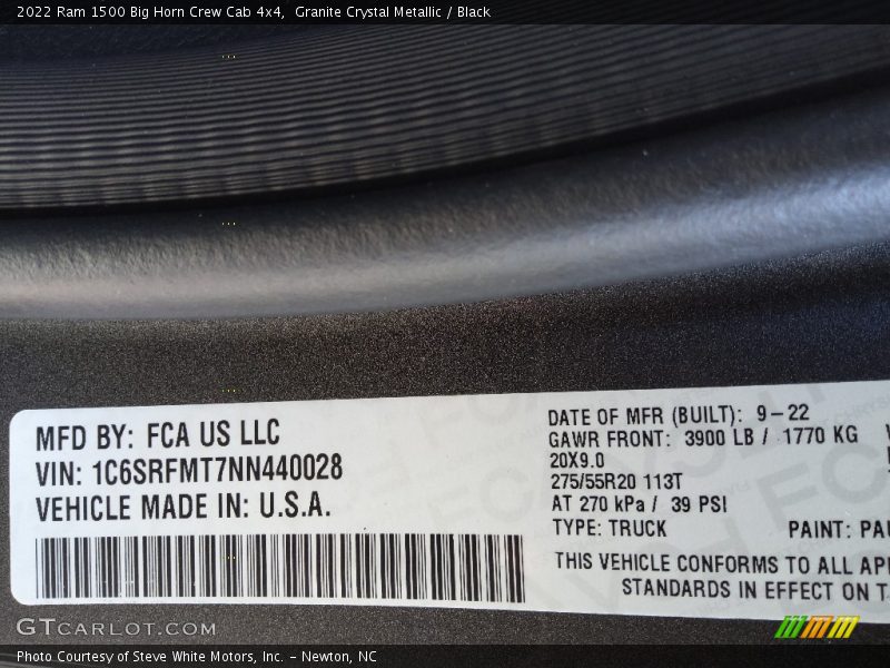 Granite Crystal Metallic / Black 2022 Ram 1500 Big Horn Crew Cab 4x4