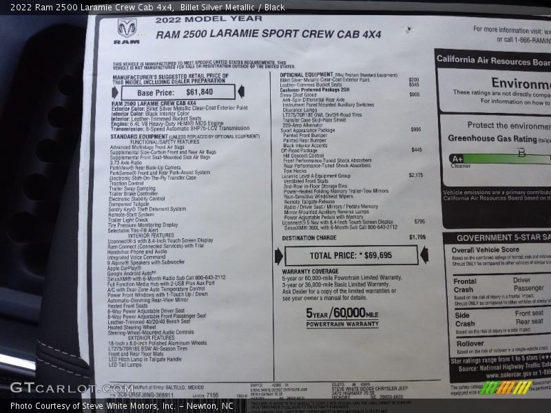 Billet Silver Metallic / Black 2022 Ram 2500 Laramie Crew Cab 4x4
