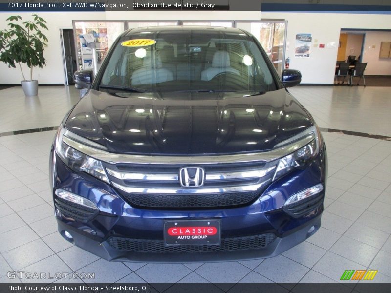 Obsidian Blue Metallic / Gray 2017 Honda Pilot EX-L AWD w/Navigation