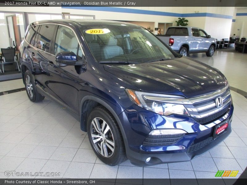Obsidian Blue Metallic / Gray 2017 Honda Pilot EX-L AWD w/Navigation