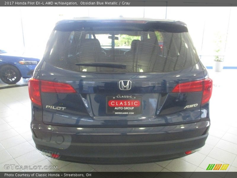 Obsidian Blue Metallic / Gray 2017 Honda Pilot EX-L AWD w/Navigation