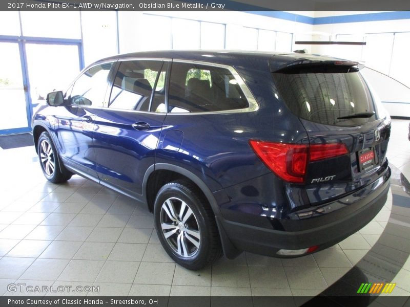 Obsidian Blue Metallic / Gray 2017 Honda Pilot EX-L AWD w/Navigation