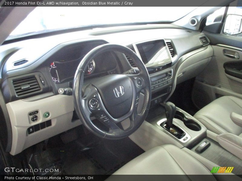 Obsidian Blue Metallic / Gray 2017 Honda Pilot EX-L AWD w/Navigation