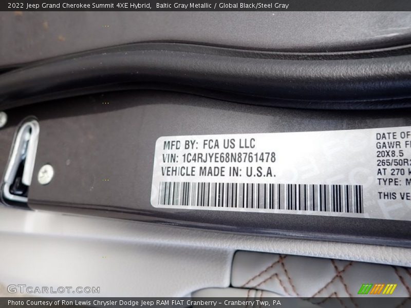 Baltic Gray Metallic / Global Black/Steel Gray 2022 Jeep Grand Cherokee Summit 4XE Hybrid