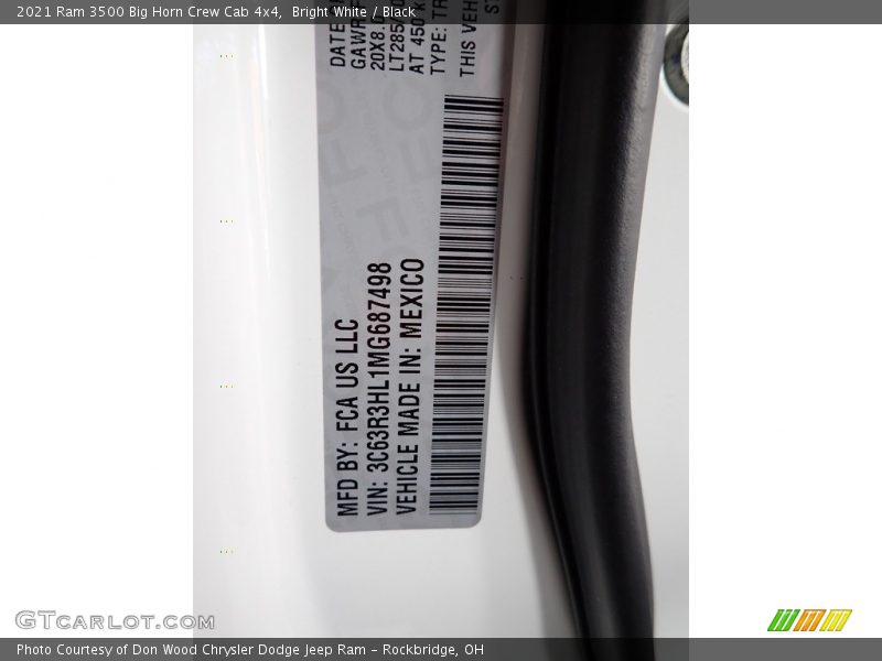 Bright White / Black 2021 Ram 3500 Big Horn Crew Cab 4x4